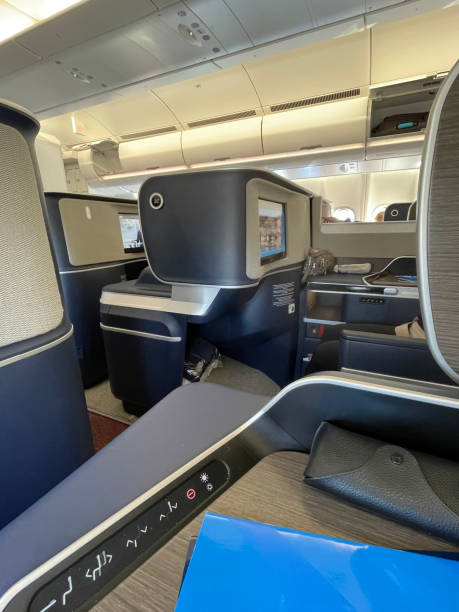 istock Business class seat on international commercial flight 1707525833
