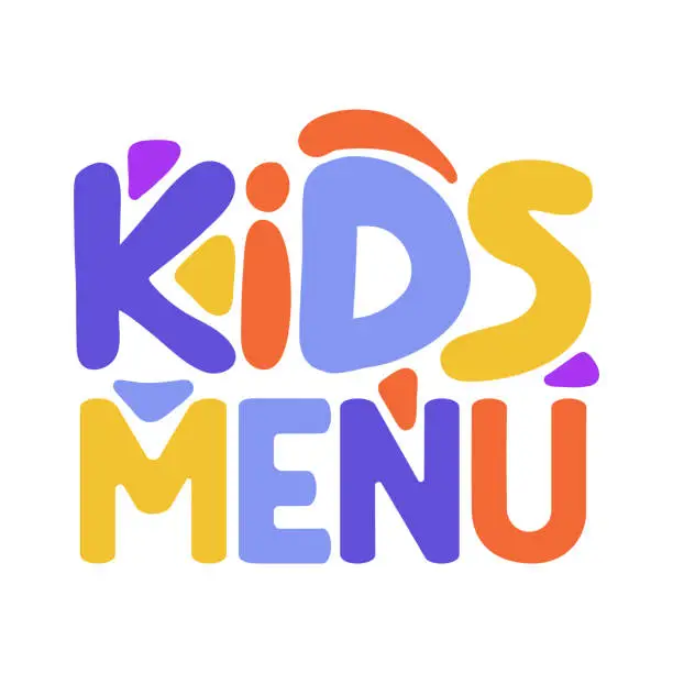 Vector illustration of Kids Menu Colorful Lettering Logo Design. Modern Typography Vector Illustration.