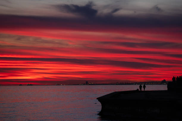 Sunset sky over by the marmara sea, Istanbul - Turkey.