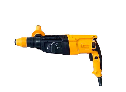 Yellow electric drill, black cut Impact drill Try doing heavy work, drilling cement, drilling steel, drilling wood with a handle on the side.