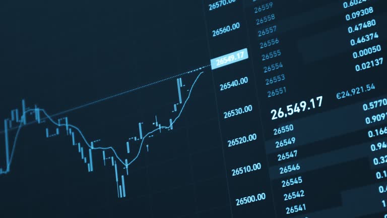 Financial exchange rate volatility trading line chart, concept of financial investment risk