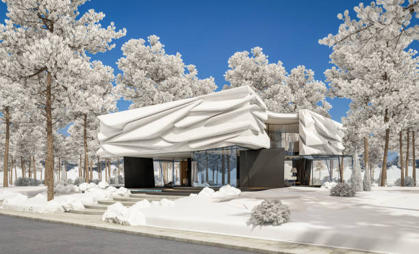 istock 3d rendering of modern house with bionic natural curves plastic forms in winter day 1707638234
