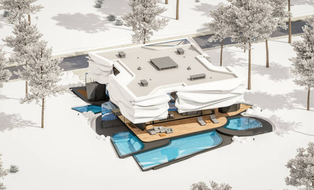 istock 3d rendering of modern house with bionic natural curves plastic forms in winter day 1707638743