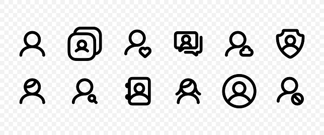 Users line icons. Profile, Group and Support signs. ID card, Businessman symbols. Vector EPS 10