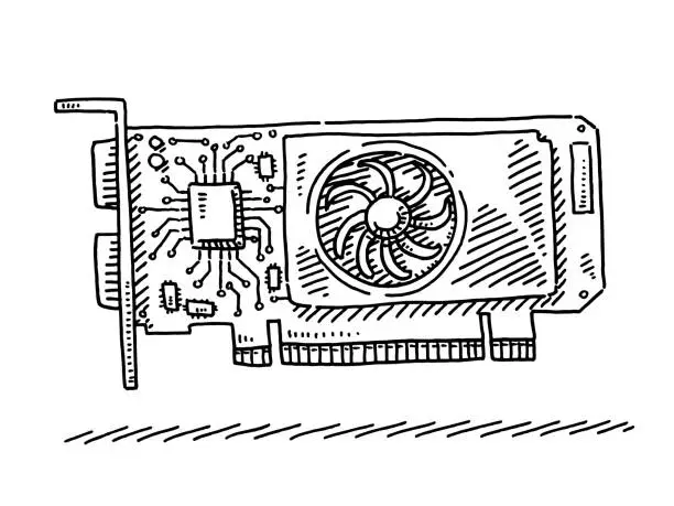 Vector illustration of Computer Graphics Card Drawing