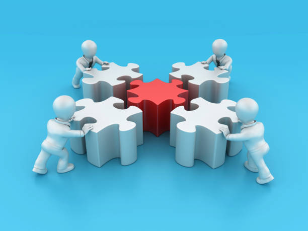 istock Puzzle Pieces with Cartoon Business Character 1707681861