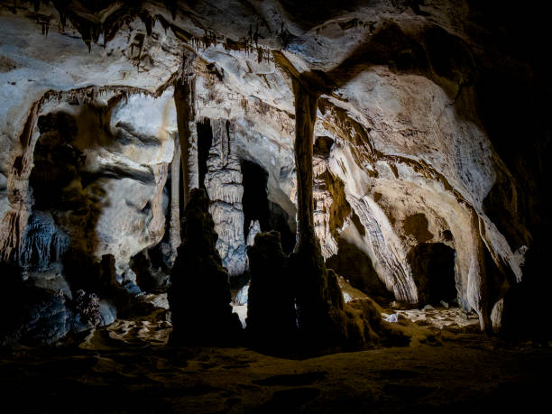 istock The internal texture, wonderful stalactites, stalagmites and magnificent internal structure of the newly discovered cave 1707714770