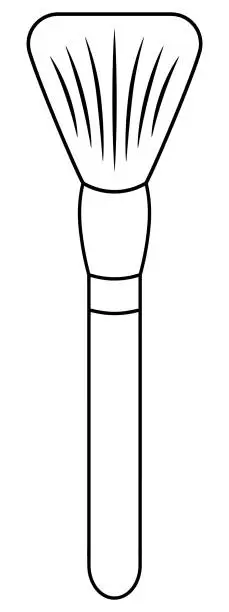Vector illustration of Brush for applying blush. Sketch. Women's cosmetic accessory with soft bristles. Doodle style.