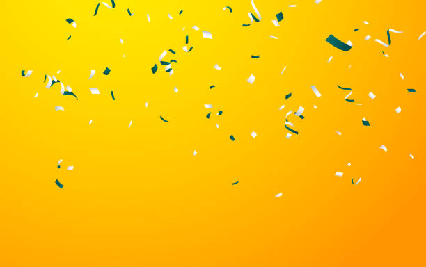 istock Beautiful silver or white and green confetti, celebration ribbons 1707729510