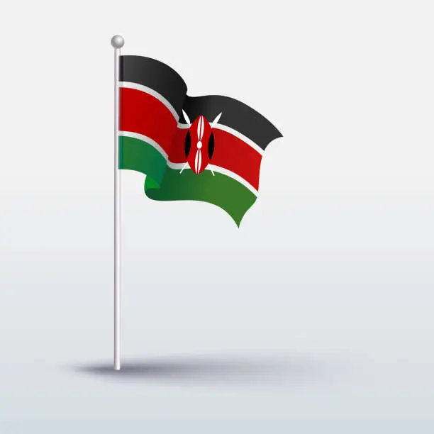 Vector illustration of Waving Flag of Kenya