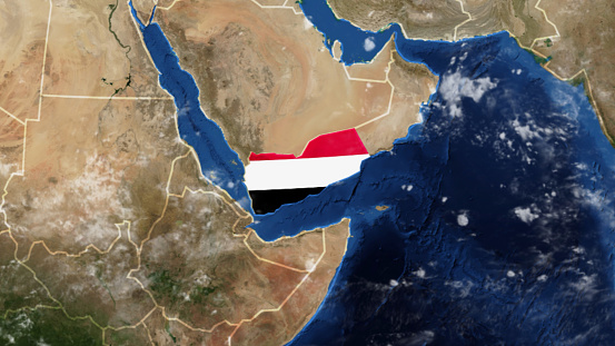 Credit: https://www.nasa.gov/topics/earth/images\n\nAn illustrative stock image showcasing the distinctive tricolor flag of Yemen beautifully draped across a detailed map of the country, symbolizing the rich history and cultural pride of this renowned Asia nation.