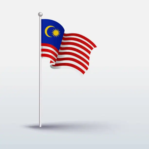 Vector illustration of Waving Flag of Malaysia