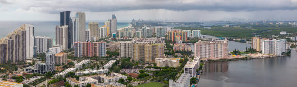 istock Aerial drone panorama Sunny Isles Beach FL circa 2023 1707769050