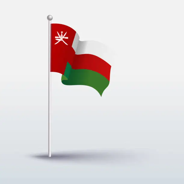 Vector illustration of Waving Flag of Oman