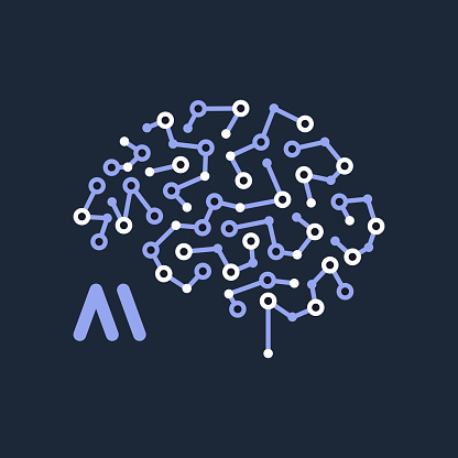 AI brain circuit board icon. Artificial intelligence sign vector illustration