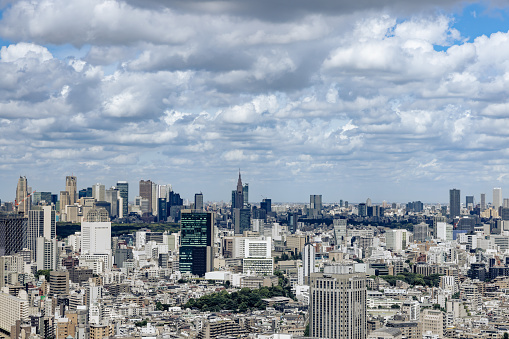 Tokyo skyscrapers with beautiful sunlight