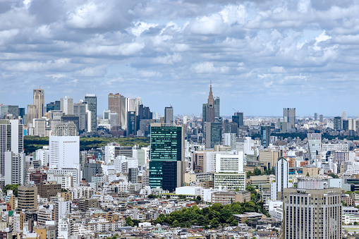 Tokyo skyscrapers with beautiful sunlight