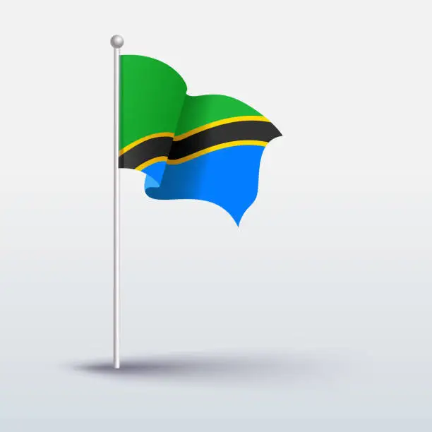 Vector illustration of Waving Flag of Tanzania