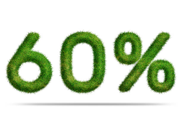 istock 60 percent with green grass for special offer discount sale concept 1707798121