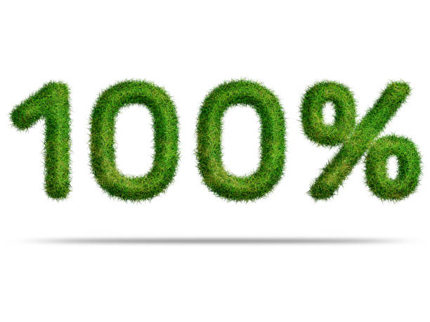 istock 100 percent with green grass for special offer discount sale concept 1707798150