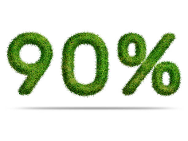 istock 90 percent with green grass for special offer discount sale concept 1707798244