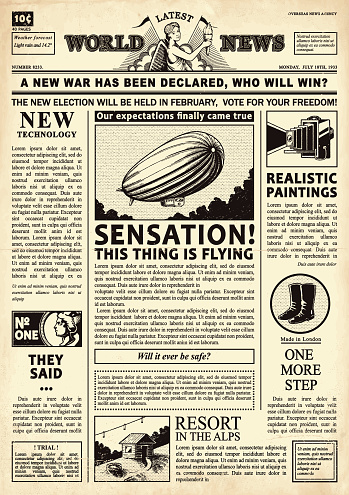 Vector design of vintage newspaper page.