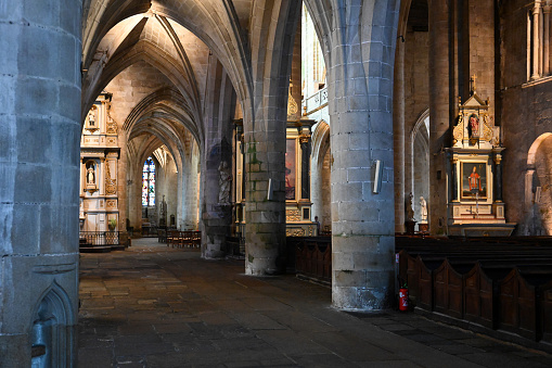 Dinan, France, September 8, 2023 - The Basilica Saint-Sauveur in Dinan, Brittany