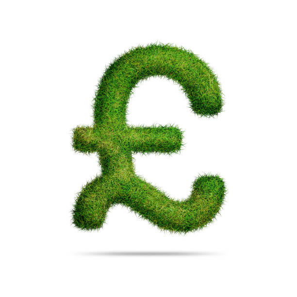 pfundsymbol oder symboldesign mit grünem grasstil - pound symbol environment grass currency stock-grafiken, -clipart, -cartoons und -symbole