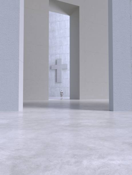 istock man walking on pilgrimage in wide corridor 1707834128