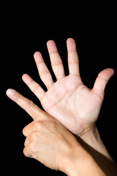 istock Male hands forming  number 6 1707851513