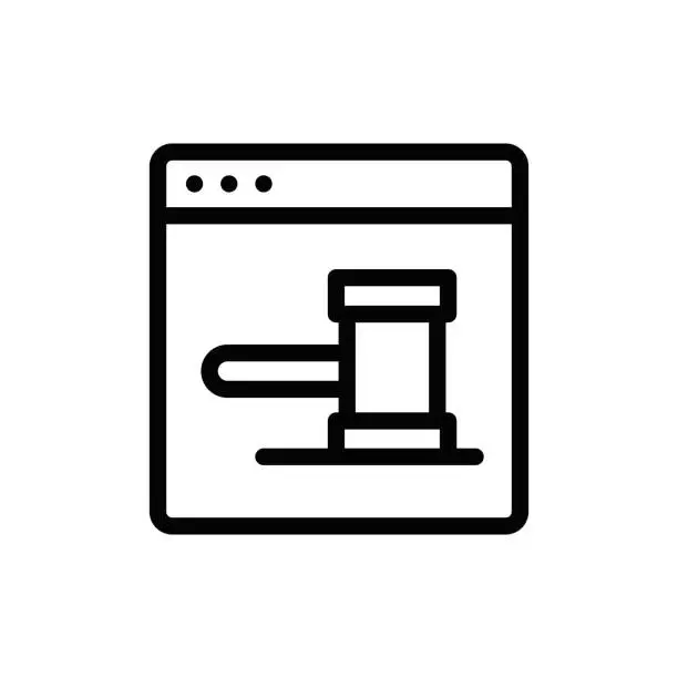 Vector illustration of Online Law Line Icon, Law and Justice