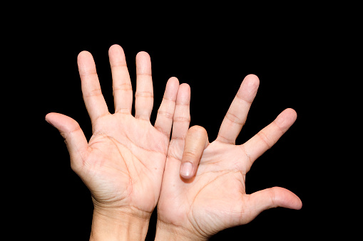 Displaying number 9 with fingers