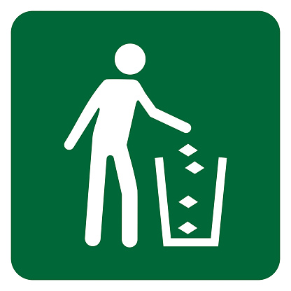 Vector graphic of sign indicating location of rubbish bin