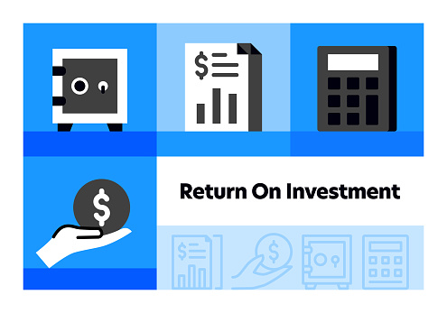 Return on Investment line icon set and banner design.