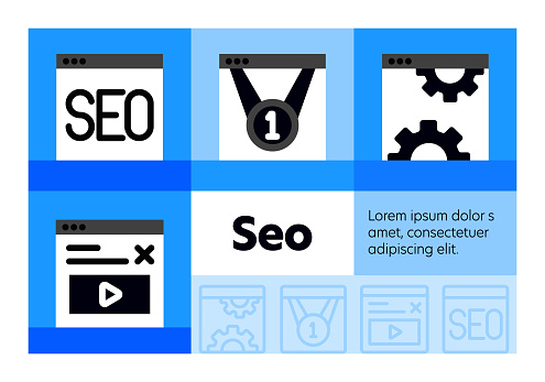 Search Engine Optimization line icon set and banner design.