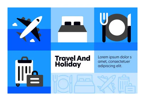 Vector illustration of Travel and Holiday line icon set and banner design.