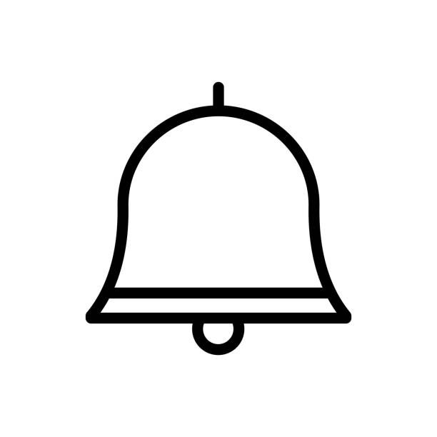 illustrations, cliparts, dessins animés et icônes de icône de ligne de bell d’école - bell reminder brass symbol