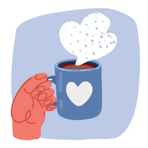 Vector illustration of Vector illustration of hand holding coffee mug.