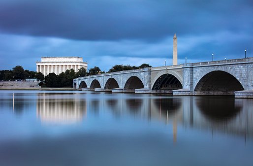 Washington DC, USA skyline on the Potomac River.