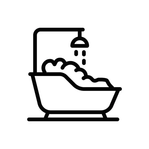 Vector illustration of Bathtub Cleaning line icon