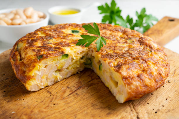 istock Spanish potato omelette made with white beans and zucchini. 1707917165