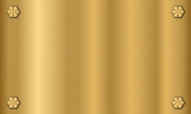 istock Golden metal texture background with bolts. Gold plate with bolts. Metallic texture effect. Steel background. Vector illustration 1707932518