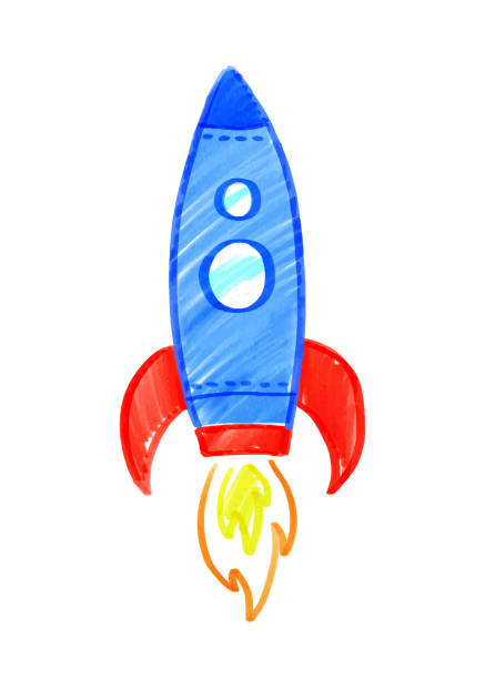 istock Felt pen child drawing of cute rocket icon illustration 1707956027