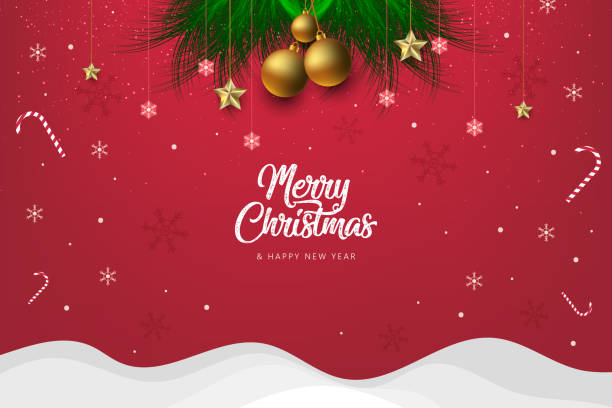 메리 크리스마스 & 새해 복 많이 받으세요 프로모션 포스터 또는 배너 - holiday banner backgrounds christmas paper stock illustrations