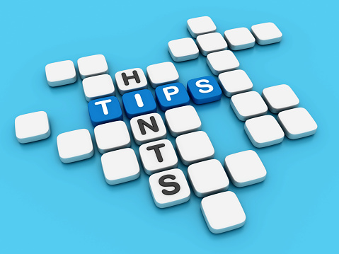 Tips Hints Crossword - Color Background - 3D Rendering