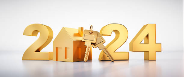 istock Golden symbol house with year 2024 1707981249