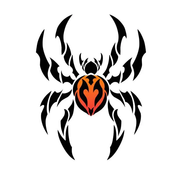 Vector illustration of tribal art design spider with tattoo style