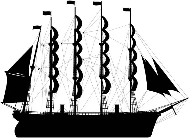 Vector illustration of Detailed Tall Ship