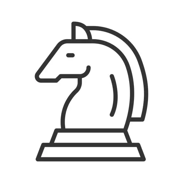 Vector illustration of Chess Horse Icon - Strategy, Board Game, Knight Piece, Tactical Play