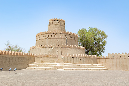 Al Ain, UAE. July 7th, 2016. Buildings in the Al Jahili Fort, one of UAE most historic buildings, built on 1891 in the Emirate of Abu Dhabi.